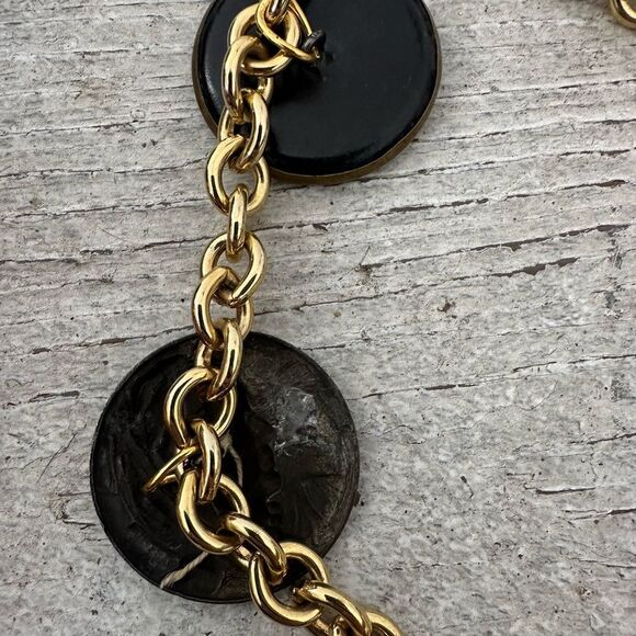 Vintage Assemblage Antique Button On 80s Chain Necklace WOW - Picture 8 of 14